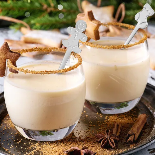 Vista 4 de Skyley Juego de 32 cucharas de Navidad para agitar, chocolate caliente, acero inoxidable, café, té, sopa, postre para bebidas, mezcla, batido, 4
