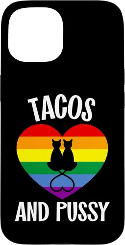 Vista 6 de Funda Queer para iPhone 14 Pro Max Lesbian Pride Stuff Tacos y Pussy Cats