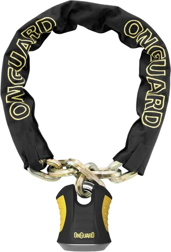 Vista 2 de OnGuard 8016 Beast - Candado de cadena hexagonal de 0.551 in x 4 pies, negro y amarillo, Moderno chain-bike-locks