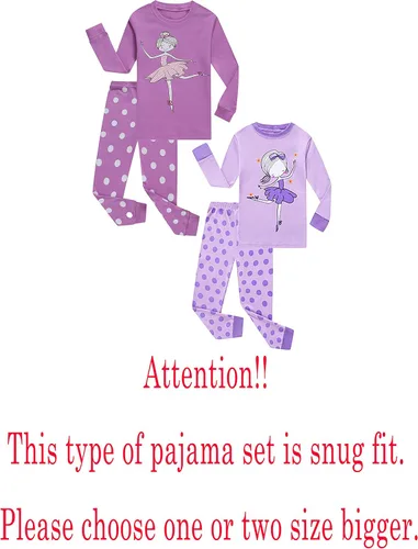 Vista 2 de KikizYe Conjunto de pijamas de manga larga para niñas pequeñas, 100% algodón