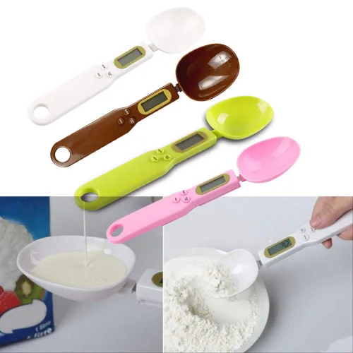 Vista 7 de Báscula electrónica de cuchara de alimentos de 17.64 oz/0.00 oz con peso para gramos y onzas, báscula digital de cocina con mango y boquilla
