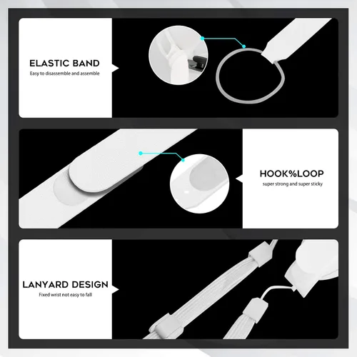 Vista 5 de (1 Pair) Orzero Adjustable Hand Grip Straps Accessories for Quest 2 VR Gaming Headset Controller, Handle Dropping Prevention - White