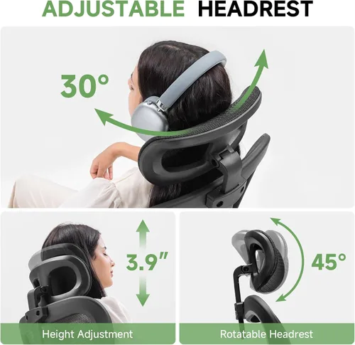 Vista 6 de GTPLAYER Silla de oficina, silla de escritorio ergonómica para el hogar con malla de respaldo alto, sillas de escritorio de malla para computadora