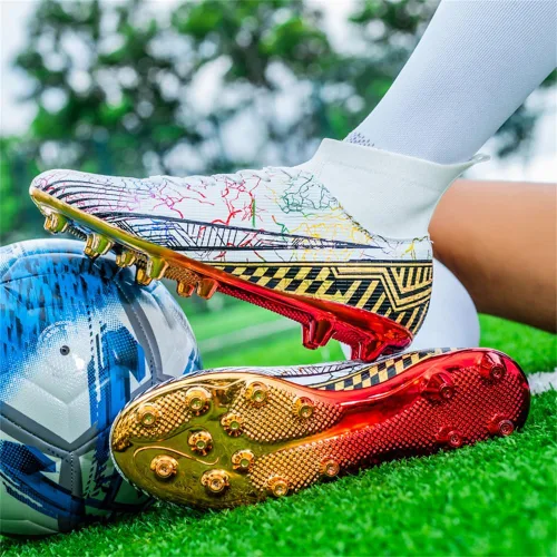 Vista 6 de Botas de fútbol para hombre, zapatos de fútbol, zapatos de punta, zapatillas de deporte cómodas para adultos, atlético, al aire