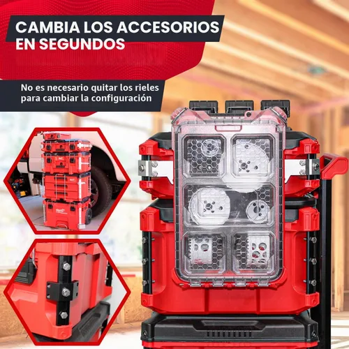 Vista 5 de Alpha Engineered Rieles de Repuesto Roscados Packout de 3.2" (81.5mm) Compatibles con Caja de Herramientas Milwaukee Packout 48-22-8424 - Rieles