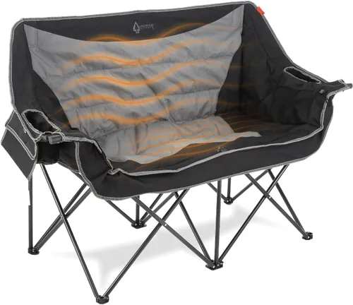 Vista 9 de ARROWHEAD OUTDOOR Silla de camping plegable portátil doble Duo con 2 tazas y soporte para copas de vino, bolsa de transporte, soporta hasta 650