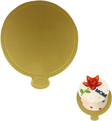 Vista 10 de 100 mini tablas para tartas de 5.12 x 1.57 pulgadas, juego de cartón rectangular dorado de barra larga, base para cupcakes, bandeja para exhibidores