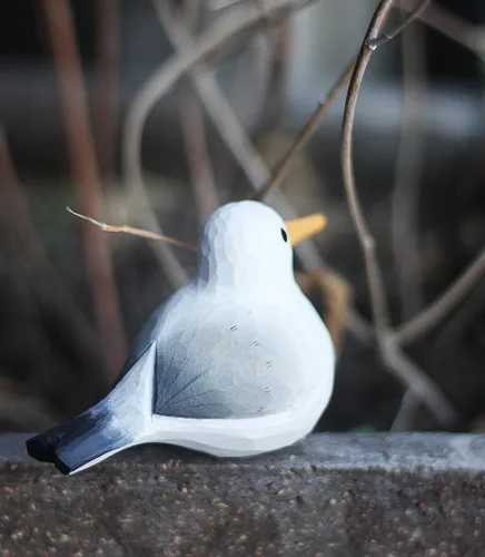 Vista 9 de Figura de pájaro gaviota tallada a mano en madera, pequeña decoración de pájaro para el hogar, estatua de pájaro para decoración de estante (gaviota)
