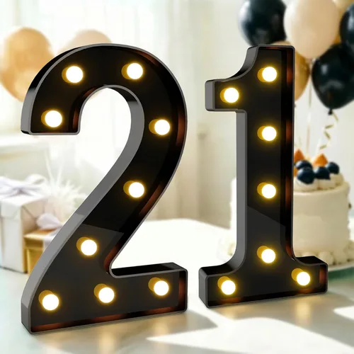 Vista 16 de Pooqla - Números iluminados negros, decoraciones de cumpleaños 50 para hombres Number 50