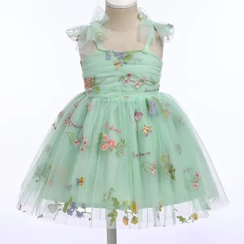 Vista 6 de Vestido tutú para niña, sin mangas, fruncido, vestido de verano con lentejuelas brillantes, lunares, estrellas, princesa, vestido de tul