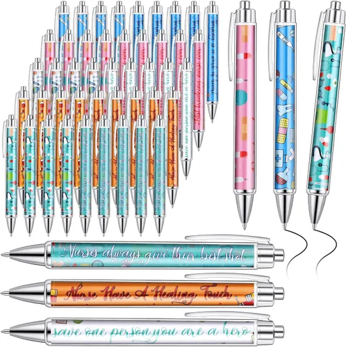 Vista 10 de Jetec Juego de 10 Bolígrafos de Enfermera a Granel Regalo de Navidad CNA Tinta de Apreciación Bolígrafos Divertidos Conjunto Médico Mensaje