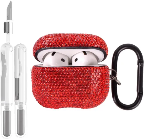 Vista 17 de Funda protectora para AirPods Pro con kit de limpieza, funda protectora de diamantes brillantes para Apple AirPod Pro de 2ª y 1ª