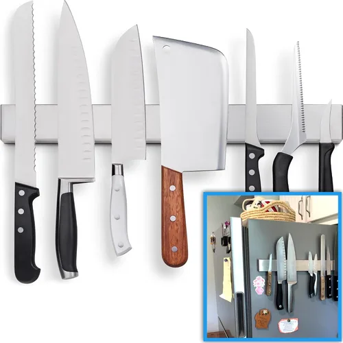 Vista 11 de Adhesivo fuerte (sin taladro) Soporte magnético para cuchillos para pared, tira profesional de cuchillos de 10 pulgadas, no necesita tornillos