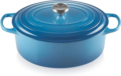 Vista 26 de Le Creuset - Olla holandés redonda con tapa de cocina, hecha de hierro fundido esmaltado, 6.75 cuartos de galón, color alcachofa, colección signature