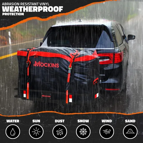 Vista 3 de Mockins - Bolsa de transporte de carga para remolque de 15 pies cúbicos con 4 cubos de embalaje 48"x18"x31" Waterproof Cargo Bag for Hitch Carrier