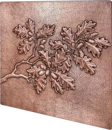 Vista 3 de Protector contra salpicaduras de cocina, ramas de roble y bellotas de cobre, panel de cobre personalizado, azulejos de cobre hechos a mano