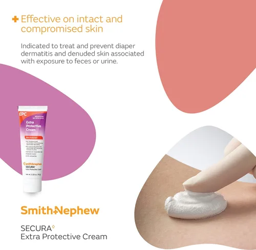 Vista 4 de Smith+Nephew SECURA - Tubo de crema extra protectora (EPC), crema antidermatitis del pañal para adultos, protector de piel contra incontinencia
