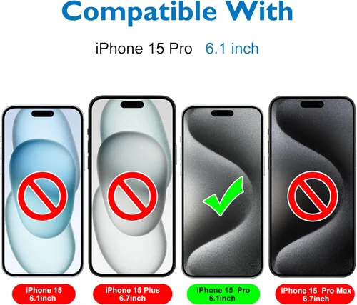 Vista 3 de Mothca Protector de pantalla de vidrio mate para iPhone 15 Pro (6.1 pulgadas), película transparente de vidrio templado antirreflejos y antihuellas