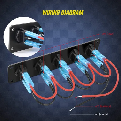 Vista 5 de Nilight Panel interruptor basculante de 5 bandas con 3 pines, resistente al agua, interruptores de palanca de encendido/apagado para automóvil