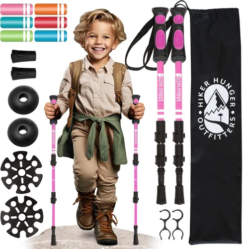 Vista 12 de Kids Hiking Poles by USA Brand - Lightweight Collapsible Kids Walking Stick w/Quick Adjustable Flip Locks