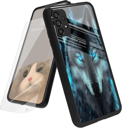 Vista 22 de Funda para Samsung Galaxy A12 5G con protector de pantalla, parte trasera de vidrio templado + TPU de silicona suave que absorbe los golpes