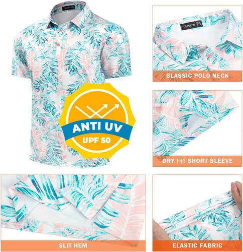 Vista 46 de TAPULCO Camisetas tipo polo de secado rápido para hombre, diseño de camuflaje, atléticas, ligeras, transpirables, casuales, para golf