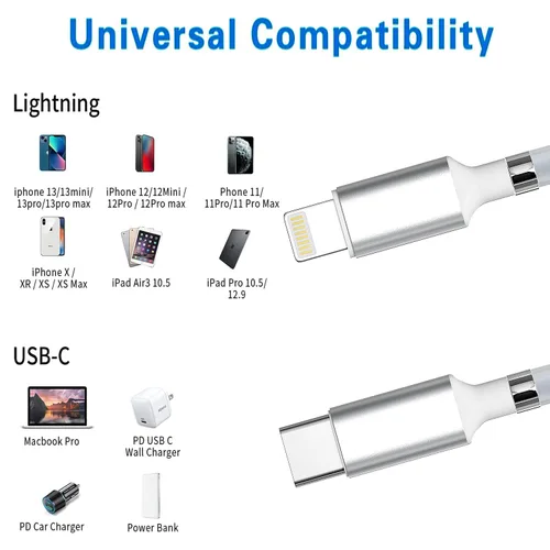 Vista 7 de AICase Cable magnético tipo C a Lightning para iPhone, tipo C, súper organizado, carga magnética, nano datos, compatible con iPhone