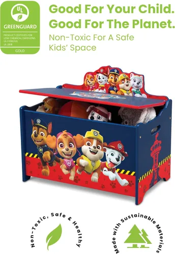 Vista 7 de Delta Children - Silla de escritorio con cubo de almacenamiento, Disney/Pixar Toy Story 4 y caja de juguetes de lujo, PAW Patrol