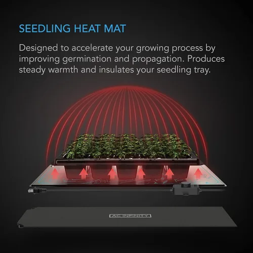 Vista 2 de AC Infinity SUNCORE S3 - Alfombrilla impermeable para plántulas con controlador de calor de 10 x 20.75 pulgadas, almohadilla térmica