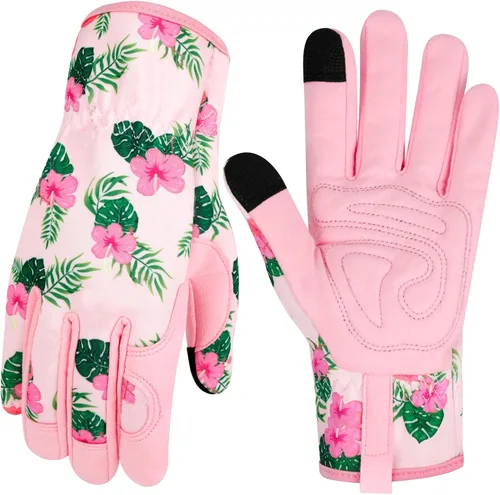 Vista 29 de Guantes de Jardinería de Cuero MERTURN para Mujeres, Guantes de Jardín a Prueba de Espinas, Guantes de Trabajo Compatibles con Pantalla Táctil