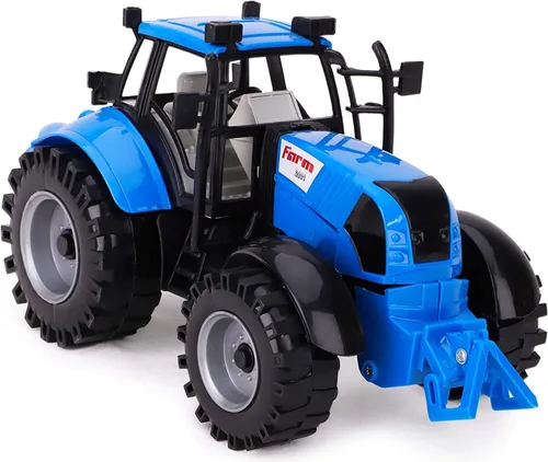 Vista 3 de Toyland Tractor agrícola accionado por fricción con sombrero de apertura, disponible en rosa, azul, rojo y verde (azul)