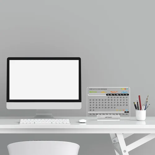Vista 3 de Calendario de escritorio acrílico perpetuo – Bonita decoración moderna de oficina y regalos de oficina para compañeros de trabajo, mujeres y hombres