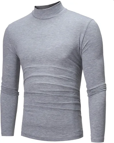 Vista 7 de Shirts for Men Slim Fit Long Sleeve Solid Underwear Shirt Causal Fashion High-Neck Fall Winter Loose Pullover Top