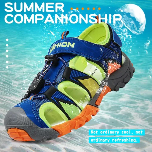 Vista 2 de Littleplum Sandalias deportivas con punta cerrada, zapatos de verano para niños, caminar, senderismo, atletismo, al aire libre