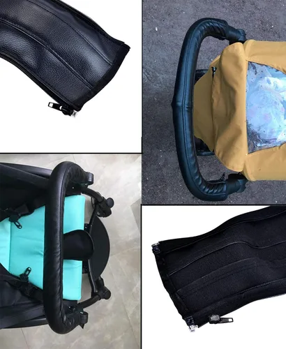 Vista 4 de Funda universal para manillar de cochecito – Funda de piel sintética para cochecitos de bebé, a prueba de polvo y agarre protector para cochecitos