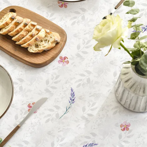Vista 5 de Horaldaily Mantel de primavera y verano de 60 x 84 pulgadas, florero floral de Pascua con tulipán lavanda y hortensias para decoración de fiestas
