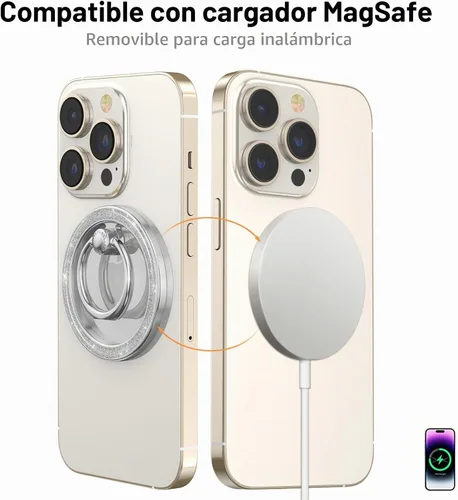 Vista 3 de Allengel Agarre magnético para teléfono MagSafe, soporte de anillo magnético compatible con anillo de teléfono MagSafe, soporte de dedo giratorio