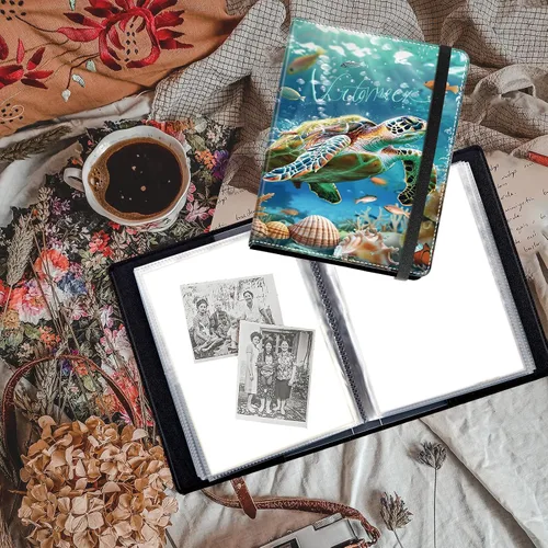 Vista 5 de Lindos álbumes de fotos de 4x6 pulgadas con 60 bolsillos y capacidad para 120 fotos con fuerte banda elástica, libres de ácido, a prueba de humedad