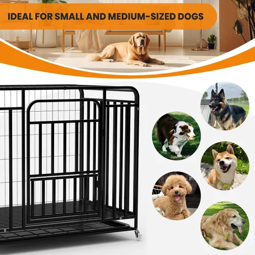 Vista 4 de Jaula de acero indestructible para perros de 42 pulgadas, resistente a prueba de escape, jaula de alta ansiedad para interiores de triple puerta