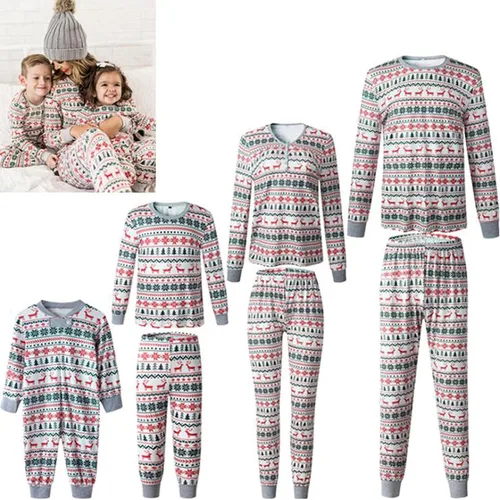 Vista 2 de VUNFUPO Pijamas de Navidad para la familia 2023, trajes familiares a juego de Navidad de manga larga pijamas familiares a juego
