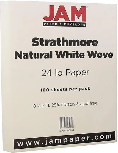 Vista 10 de JAM PAPER Strathmore 24 lb Papel - 90 g/m² - 8,5 x 11 - Lino Blanco Brillante - 500 Hojas/Resma
