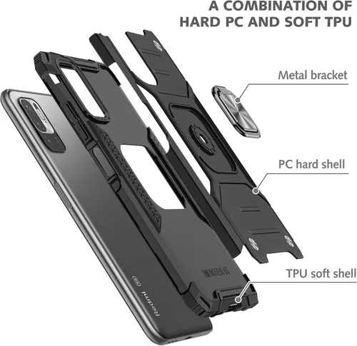 Vista 7 de Asuwish Funda de teléfono para Xiaomi Redmi Note 10 5G con cubierta protectora de pantalla de vidrio templado y accesorios para celda Soporte