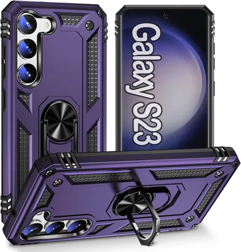 Vista 20 de Funda protectora diseñada para Galaxy S23 con soporte, a prueba de caídas militares, a prueba de golpes, a prueba de polvo, para Samsung S23, rosa