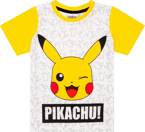Vista 5 de Pokemon Pikachu Cara Gris Amarillo Niños Niños Pijamas Conjunto de Ropa de Dormir