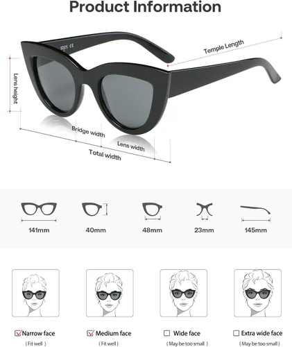 Vista 17 de SOJOS Retro Small Vintage Cat Eye Sunglasses for Women Cute Fashion UV400 Sunnies SJ2939