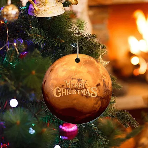 Vista 3 de Cheyan Divertido planeta galáctico cósmico adorno de porcelana de Navidad decoraciones para el hogar colgantes de Navidad órbita planetaria árbol