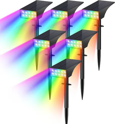 Vista 16 de WENATY Focos solares para exteriores, impermeables, IP65, LED brillantes, iluminación solar de paisaje para patio de jardín exterior, focos