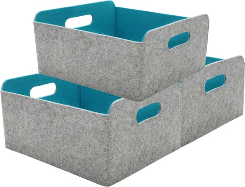 Vista 36 de Welaxy Cestas de almacenamiento plegables de fieltro, cubos de almacenamiento para estantes, caja de fieltro para niños, juguetes, revistas, libros