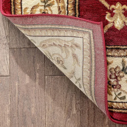 Vista 5 de Alfombra entramada roja francesa, europea, alfombra de área tradicional, fácil de limpiar, moderna, contemporánea, floral, gruesa, suave, alfombra