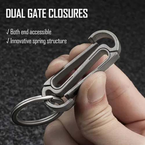 Vista 10 de KeyUnity Clip de cinturón Titanium del tenedor de la llave, llavero lateral doble del mosquetón para los hombres